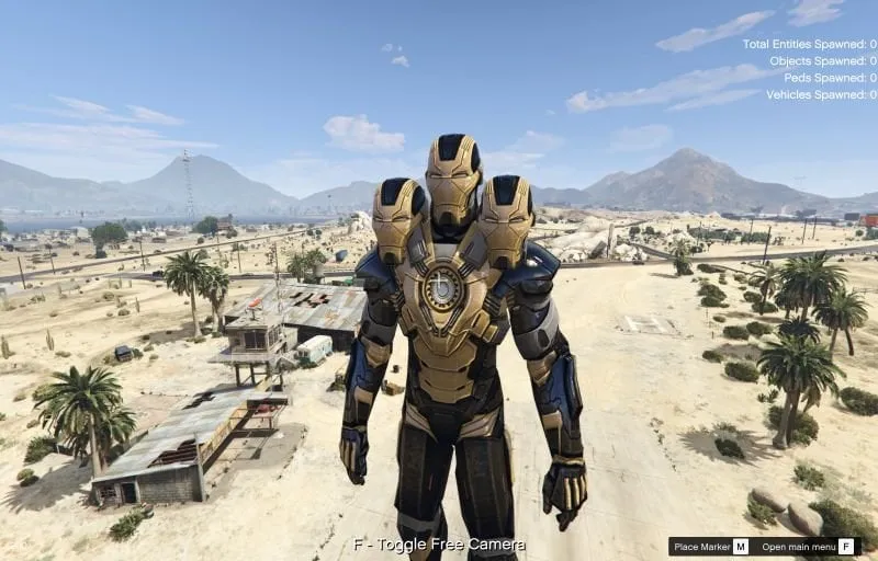 GIANT 3 HEAD BLACK IRON MAN [Add-On Ped]