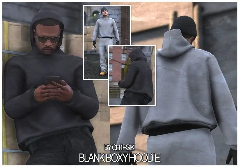 Blank Boxy Hoodie (Hood Up + Hood Down) [MP Male]