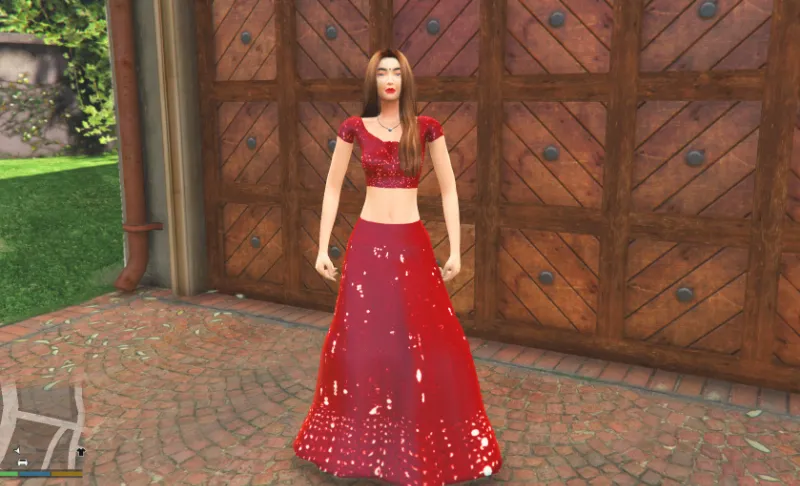 Sims 4 Custom Female Indian Girl Lehanga Dress [Add-On Ped] 